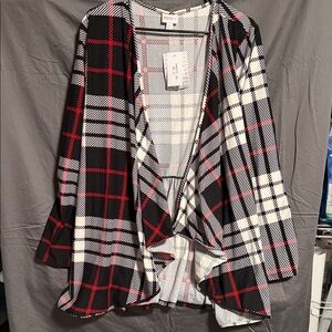 LuLaRoe Black and Red Plaid Cardigan